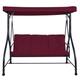 SFAREST 3 Seater Swing Chair, Hammock Bench Garden Swing Seat with Adjustable Canopy and Cushions, Outdoor Hanging Rocking Chair for Balcony Backyard Poolside (Wine Red)