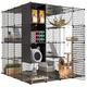 YITAHOME Large Cat Cage with Storage Cube, DIY Indoor Catio Cat Enclosures Metal Cat Playpen with Large Hammock for 1-4 Cats, 4-Tiers Cat Kennel for Cats, Bunny, Chinchilla, Black, 140 x 140 x 140 cm
