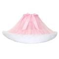 RWGSNB Women'S White Pink Tulle Skirt Tiered Ruffle Mini Skirt Fluffy Tutu Skirt Bow Patchwork Pleated A Line Skirt Cosplay Carnival Mesh Short Skirt For Ladies Girls,M