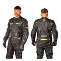 Men's Guard Adventure Motorcycle Black Suit Textile Motorbike Touring Jacket and Trouser CE Armour Biker Reflective with Removable Linings All Season Kit (Jacket L,Trouser L/34)