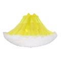 RWGSNB Women'S Yellow White Tulle Skirt Tiered Ruffle Mini Skirt Fluffy Tutu Skirt Bow Patchwork Pleated A Line Skirt Cosplay Carnival Mesh Short Skirt For Ladies Girls,M