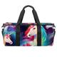 DragonBtu Duffle Bag - Spacious Weekender Bag for Travel with Laundry Bags and Shoe Compartment -Rainbow Unicorn Heads