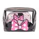 Impressions Vanity Disney Minnie Mouse 2 PCs Clutch Purses, Water Resistant Zippered Travel Makeup Clutch Bag Set for Holding Makeup Brush, Cosmetic, Toiletry, Skincare and Jewelry Accessories,