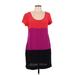 Matty M Casual Dress - Shift Scoop Neck Short sleeves: Red Color Block Dresses - Women's Size Medium