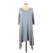 Matilda Jane Casual Dress - A-Line Scoop Neck 3/4 sleeves: Gray Stripes Dresses - Women's Size Medium