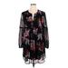 DR2 Casual Dress - Mini Crew Neck 3/4 sleeves: Black Print Dresses - Women's Size X-Large