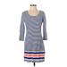 Lilly Pulitzer Casual Dress - Shift Scoop Neck 3/4 sleeves: Blue Color Block Dresses - Women's Size Small