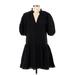 Zara Casual Dress - DropWaist V-Neck Short sleeves: Black Solid Dresses - Women's Size X-Small