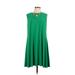 AK Anne Klein Casual Dress - A-Line Crew Neck Sleeveless: Green Solid Dresses - Women's Size Large