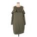 Torrid Casual Dress - Shift Crew Neck 3/4 sleeves: Green Print Dresses - Women's Size 2X Plus