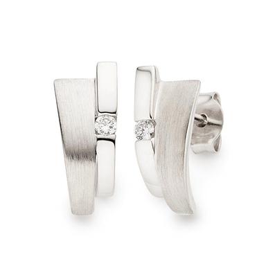 Paar Ohrstecker BRUNO BANANI "Schmuck Geschenk Silber 925 Ohrschmuck Ohrringe Glitzerstein", silber (silberfarben, kristallweiß, kristallweiß), Ohrringe, Damen, Silber 925 (Sterlingsilber), Creolen Ohrring Ohrschmuck Ohrstecker, mit Zirkonia (synth.) Image