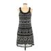 INC International Concepts Casual Dress - Shift Scoop Neck Sleeveless: Black Aztec or Tribal Print Dresses - Women's Size Medium