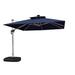 Purple Leaf 120" Double Top Solar Powered LED Square Cantilever Umbrella w/ Wheeled Base, Polyester in Blue/Navy | 108 H x 120 W x 120 D in | Wayfair