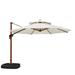 Arlmont & Co. Rikyah 132" Round Large Cantilever Umbrella w/ wheeled Base, Polyester in White/Brown | 108 H x 132 W x 132 D in | Wayfair