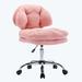 Mercer41 Willien Office Chair Bling Desk, Nail Desk for Women, Vanity Chair, Adjustable Height, Rolling Wheels Upholstered/ in Pink | Wayfair