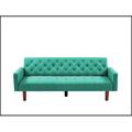 Ebern Designs Dristin 74.41" Linen Sofa Wood/Solid Wood/Linen in Brown/Green | 32.68 H x 74.41 W x 28.94 D in | Wayfair