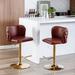 Everly Quinn Kopelson Swivel Adjustable Height Bar Stool Leather/Metal/Faux leather in Red | 18.9 W x 18.1 D in | Wayfair