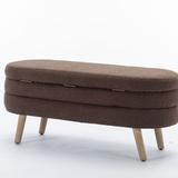 George Oliver Kinnaird Boucle Upholstered Storage Bench Solid + Manufactured Wood in Brown | 18.7 H x 48.88 W x 16.93 D in | Wayfair
