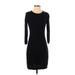 Mossimo Casual Dress - Sheath Crew Neck 3/4 sleeves: Black Solid Dresses - Women's Size Small