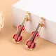 Broches de violon rouges élégantes pour dames cristal biscuits instruments de musique accessoires