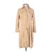 Theory Casual Dress - Shirtdress Collared 3/4 sleeves: Tan Print Dresses - Women's Size 4