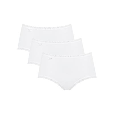 Midislip SLOGGI "24/7 Cotton Lace", Damen, Gr. 42, 3 St., weiß, Obermaterial: 96% Baumwolle, 4% Elasthan, unifarben, gemustert, körpernah, Unterhosen, mit zarter Spitze, Baumwollmischung. blickdicht, hüftiger Schnitt Image