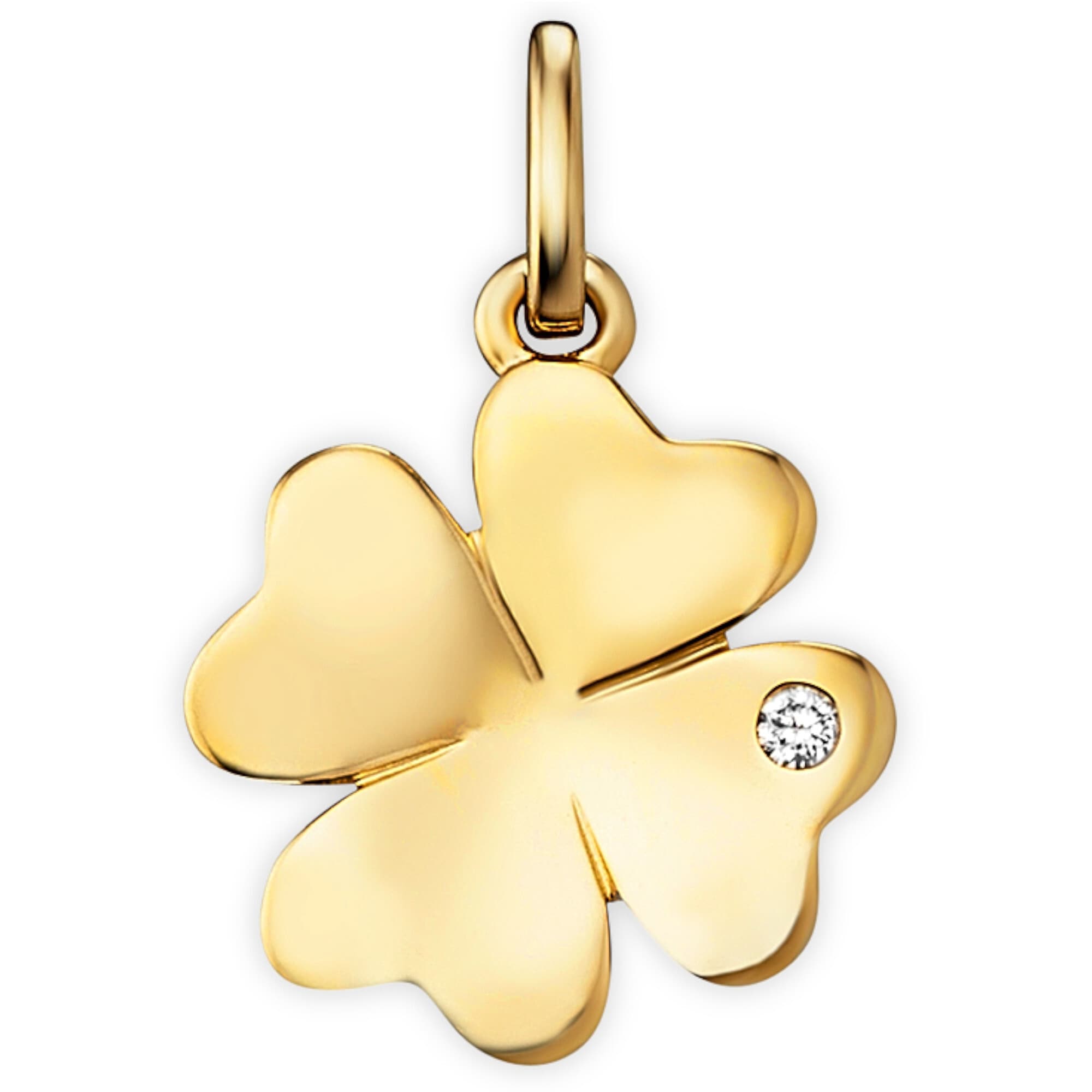 Kettenanhänger ONE ELEMENT "0.01 ct Diamant Brillant Kleeblatt Anhänger aus 585 Gelbgold", gold, Schmuckanhänger, Damen, 0,01, Diamanten Gelbgold 585 Gold, Diamanten, Gelbgold 585, Gold, Kettenanhänger, Sorgfältig gefertigt – zarte Diamantakzente... Image