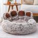 DABEI Cute Bear Paw Shape Dog Bed & Cat Bed Calming Donut Dog Bed Warming Cozy Soft Dog Round Bed Plush Dog Cat Cushion Bed