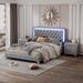 3-Pieces Bedroom Sets, Full/Queen Size Upholstered Platform Bed with LED Lights and Two 2-Drawer Nightstands