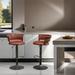 360° Swivel Bar Stools Set of 2, Adjustable Counter Height Stools with Back, PU Leather Kitchen Island Stools with Base, Red