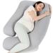 U Shaped Full Body Maternity Pillow with Removable Cover - Jersey Knit Cotton- Gray