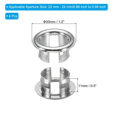 4Pcs Overflow Ring, Sink Round Ring Cover Trim for Bathroom, Silver