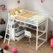 Black Twin Size Loft Bed Frame with Desk and Shelves, Metal & Wood