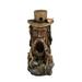 31 in. Tree Stump Face Fountain with LED Light & Bird House