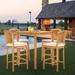 5 Piece Teak Wood Orleans Patio Bistro Bar Set with 35 Square Table & 4 Barstools