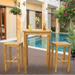 3 Piece Teak Wood Havana Small Patio Bistro Bar Set with 27 Square Table & 2 Barstools