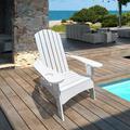 Wooden Rocking Adirondack Chair Outdoor Patio Chairs with Cup Holder/Umbrella Holder White