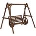 Outsunny 2 Seat Porch Swing w/ Stand Wagon Wheel Arms Carbonized Brown