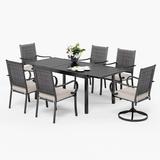 Outdoor Patio 7/9 Pieces Dining Set 6/8 Rattan Chairs(2 of them are Swivel One) with Cushion and 1 Expandable Metal Table 7-Piece Sets