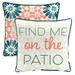 Jordan Manufacturing 16 x 16 Find Me on the Patio Natural Novelty and Multicolor Medallion Reversible Square Outdoor Throw Pillow with Welt