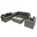 Patio Furniture Sets 7-Piece Patio Wicker Sofa Cushions Chairs a Loveseat a Table and a Storage Box