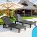 Julyâ€™s Song Chaise Lounge Outdoor 24.5â€� Wide Adjustable Patio Lounge Chair Set of 2 Waterproof Pool Chair with Storage Bag Wood Texture Polypropylene