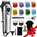 Hair Clippers for Men&Women 5 Hours Cordless Hair Cutting Kit with 10 Combs LED Display Low Noise Professional Beard Trimmer Barber Clippers Hair Cutting Kit with Scissors Cape