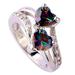 SDJMa Birthstone Rings Double Love Heart Stones Rings for Women Girls Birthday Gift - Multicolor SIZE-7