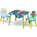 CoComelon Table and 2 Chairs with Storage Set by Delta Children Greenguard Gold Certified Toddler