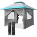 10 x10 Pop up Gazebo Canopy Tent with Sidewalls One Person Setup Easy Outdoor Party Tent Enclosed Waterproof 100 sqft Shade Gray/Blue