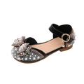 BOLUOYI Shoes for Girls Little Child Girls Shoes Flat Shoes Girls Dance Shoes Princess Shoes Little Girls Glass Shoes Bow Shoes Black 23