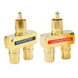 2Pcs Rca Audio Y Splitter Plug Adapter 1 Male to 2 Female Gold Plated