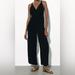 Zara Pants & Jumpsuits | Nwt Zara Braided Strap Black Jumpsuit Backless Wide Leg Trouser Size Large | Color: Black | Size: L