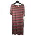 Lularoe Dresses | Dress - Nwt Women's Lula Roe Multicolored Striped "Julia" T-Shirt Dress. Size L | Color: Green/Pink | Size: L